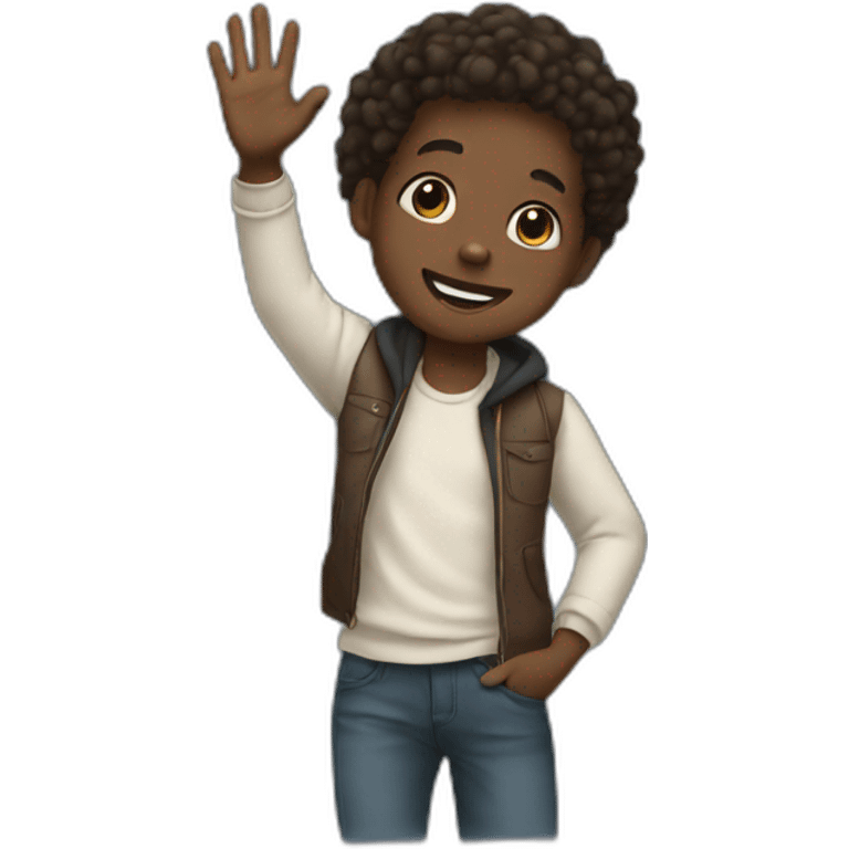 black kid raising hand emoji