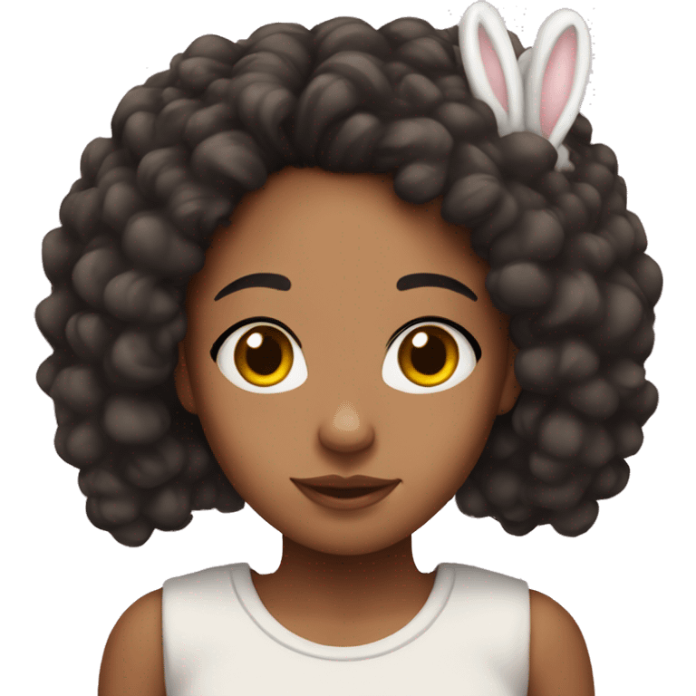 Mixed race girl with bunny ears. She has freckles emoji