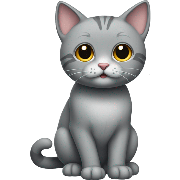 Cute grey cat full body emoji