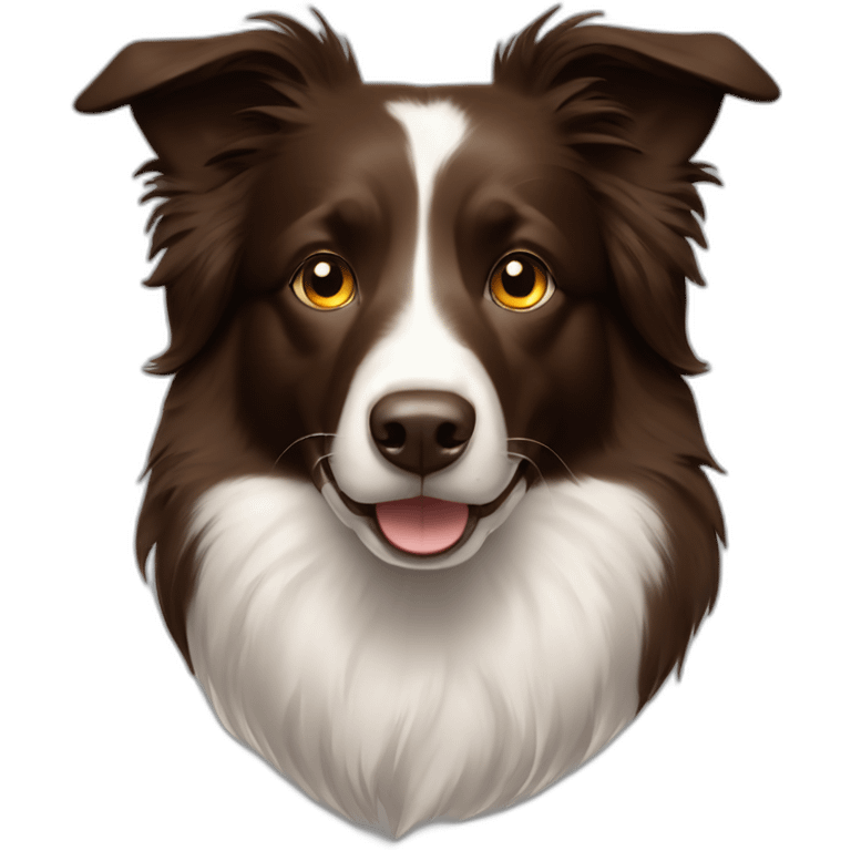 Dark brown border collie no white fur and lighter brown around eyes emoji