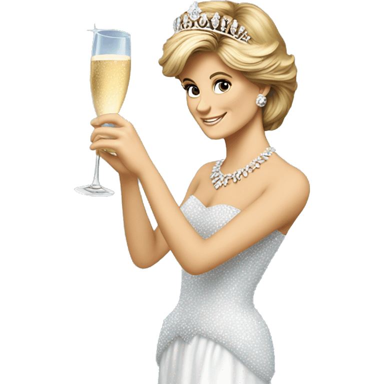 Princess Diana holding a glass champagne  emoji