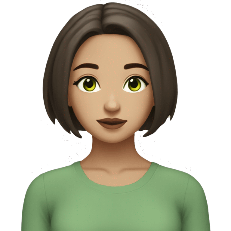 Girls brunettes short Bob hairstyles  light skin green eyes aesthetic yoga psychology clean girl  emoji