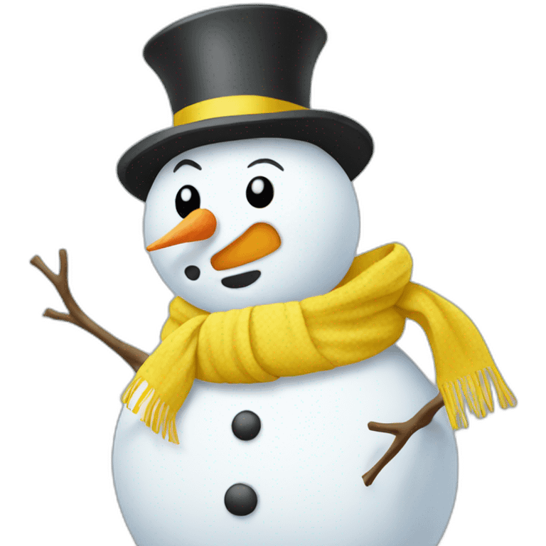 Snowman with yellow scarf emoji