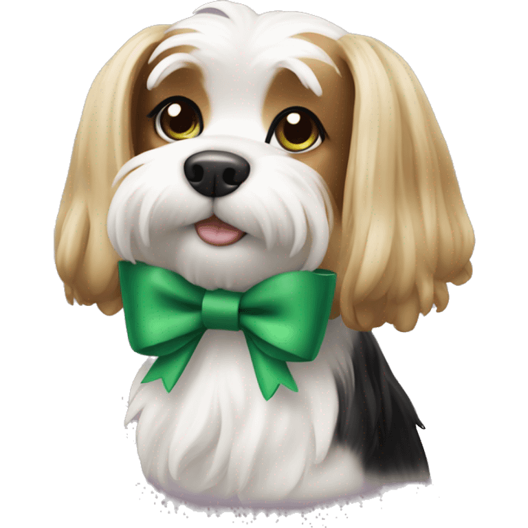 Biewer dog with green bow emoji