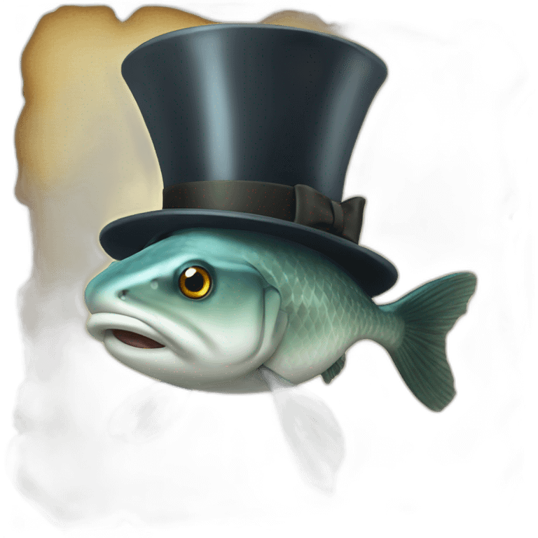 Cod with a top hat emoji