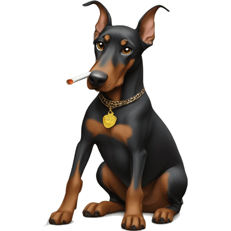 doberman smoking shisha counting money emoji