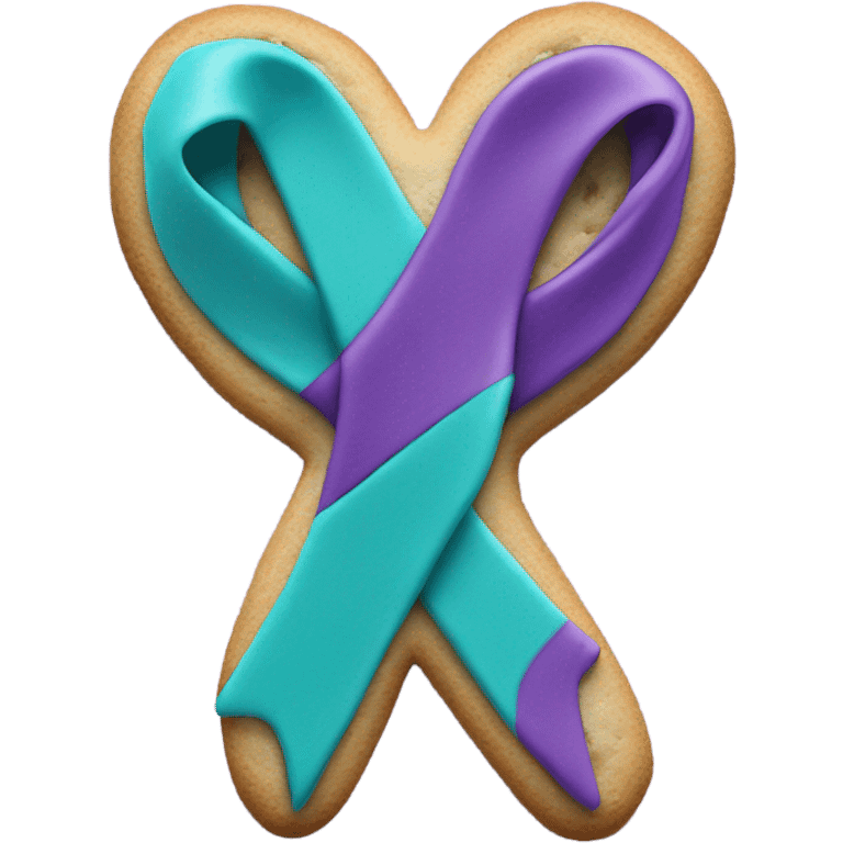 Purple teal Suicide awareness ribbon, heart cookie emoji