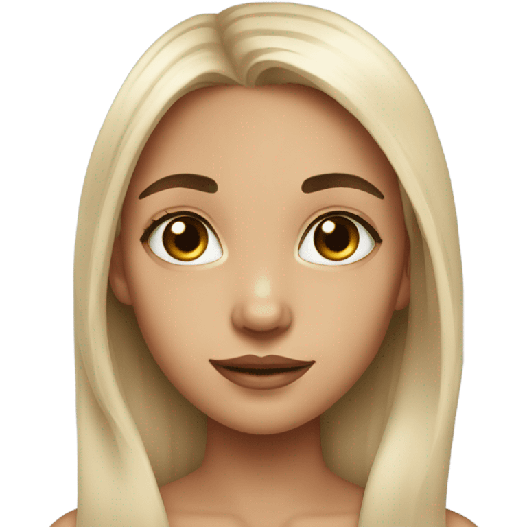 girl with doe eyes, volume black long hair  emoji