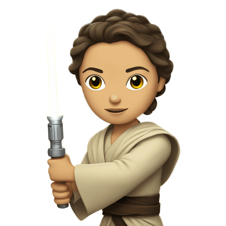 rey skywalker holding a yellow lightsaber emoji