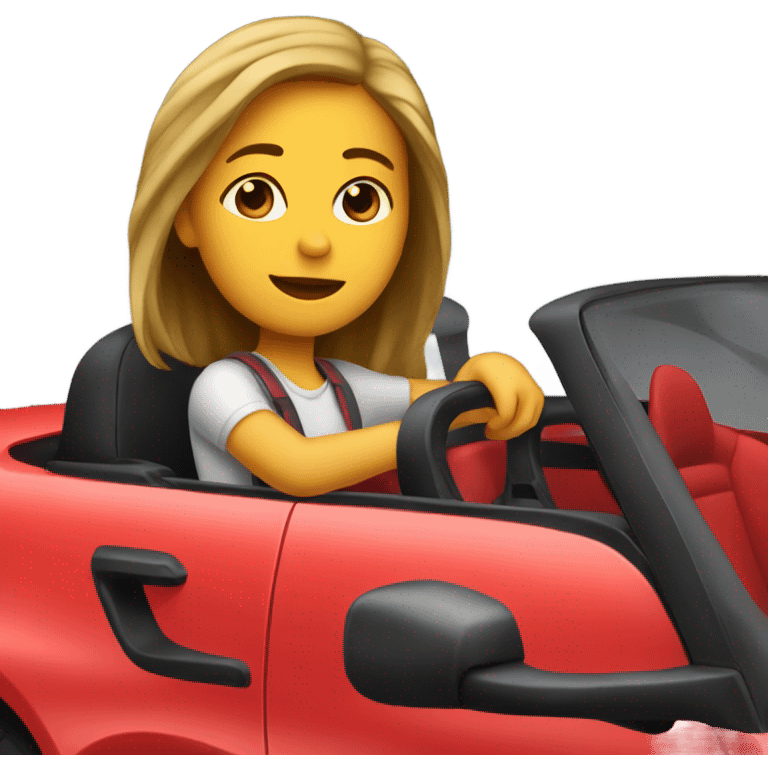 Girl in a red car emoji