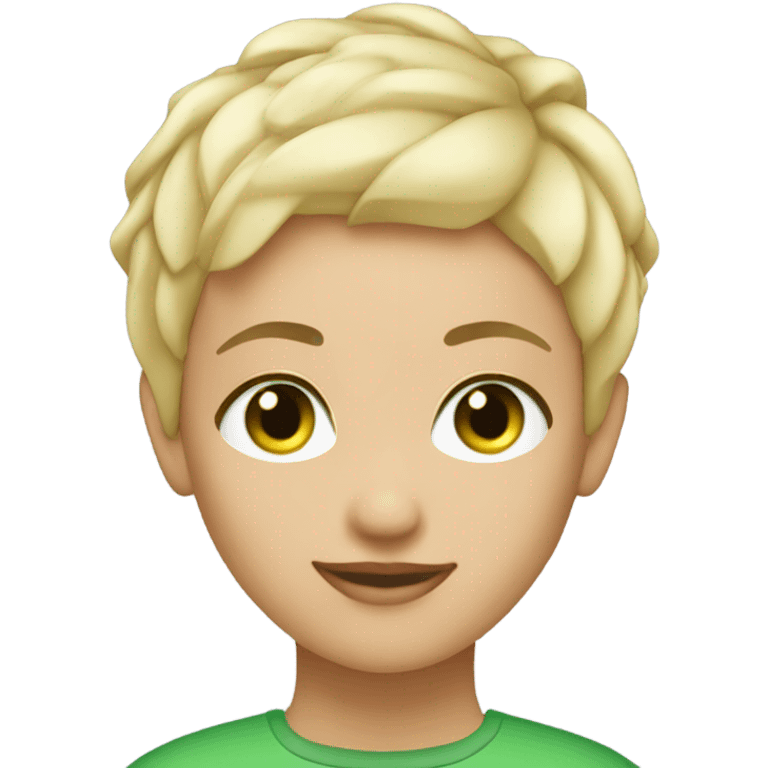 Blond girl pixie cut green eyes athletic emoji