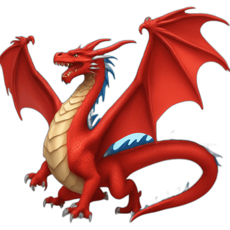 un dragon bleu qui combat un aigle rouge emoji