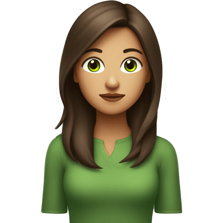 Fille brune avec des yeux vert-marron avec une peau mate claire emoji