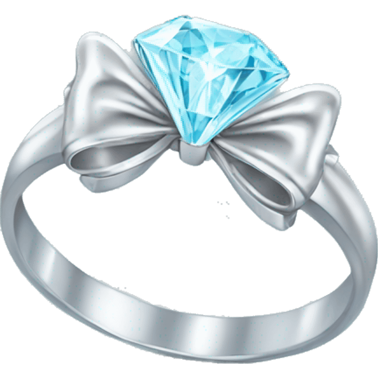 Silver diamond ring with a bow in light blue emoji