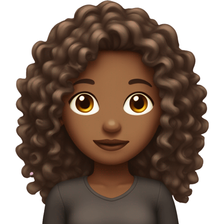 Brown skin girl with long curly hair emoji