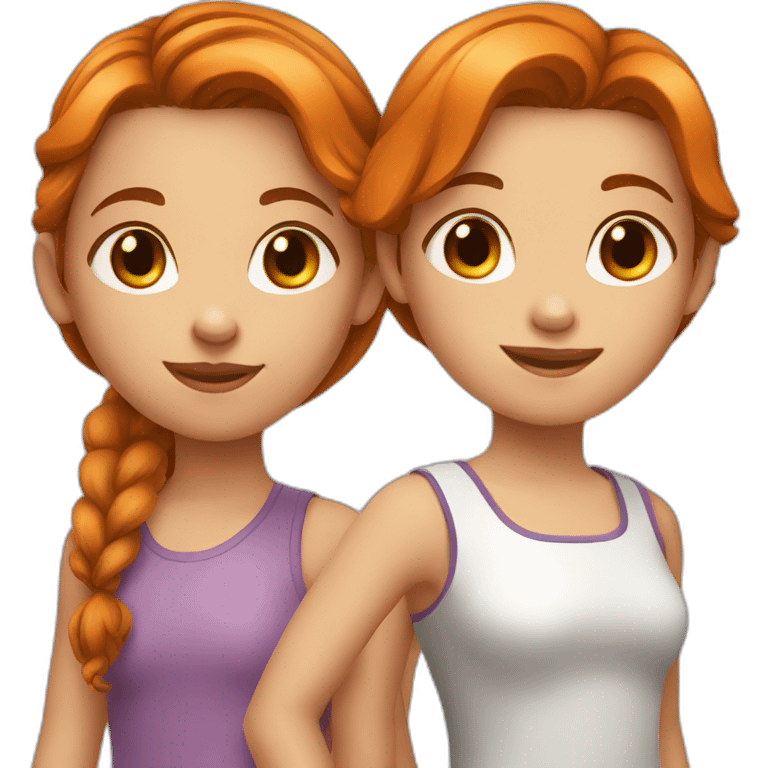 young girl with brown hair and young girl with orange hair emoji