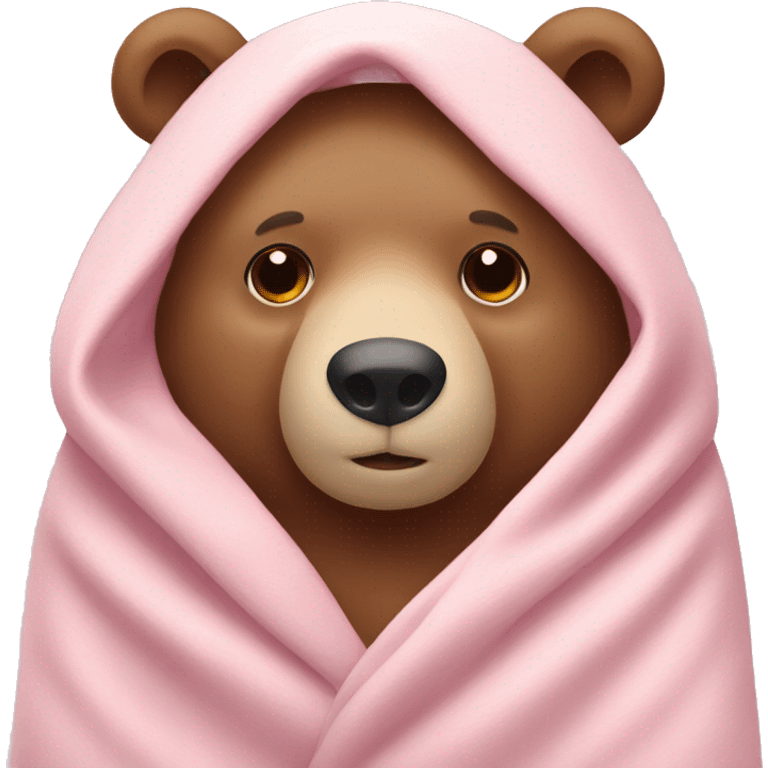 bear cozy in a light pink blanket emoji