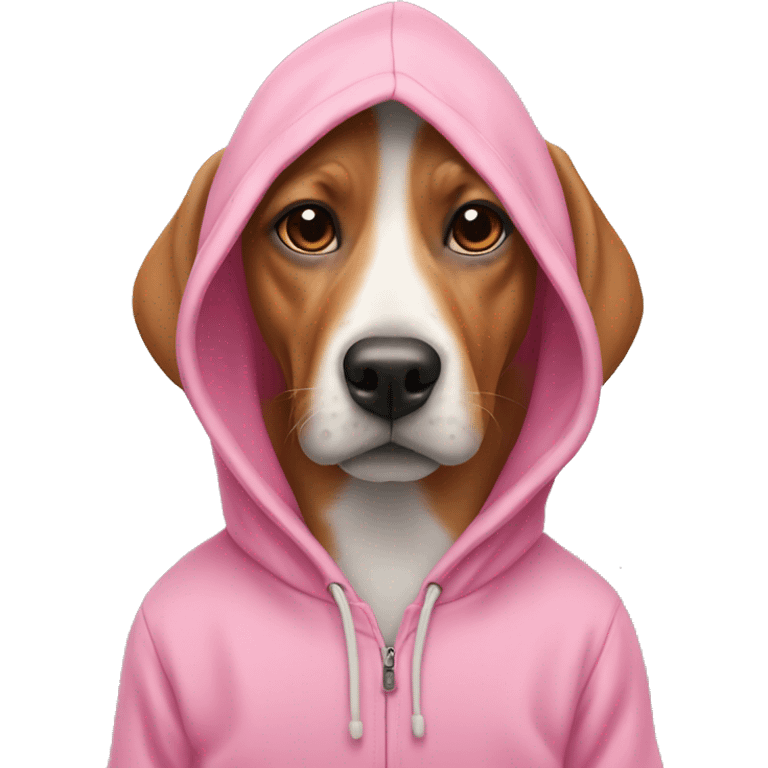 Dog ￼wearing a pink hoodie  emoji