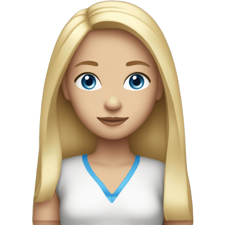 girl with blond straight hair and blue eyes emoji