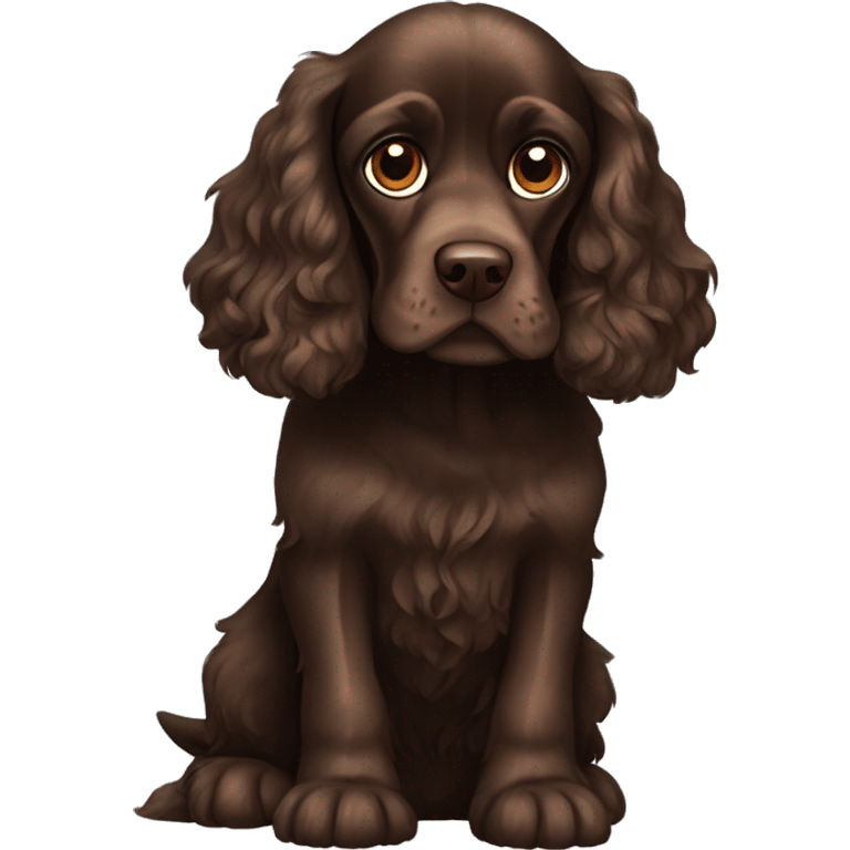 Dark brown cocker spaniel sitting full pose emoji