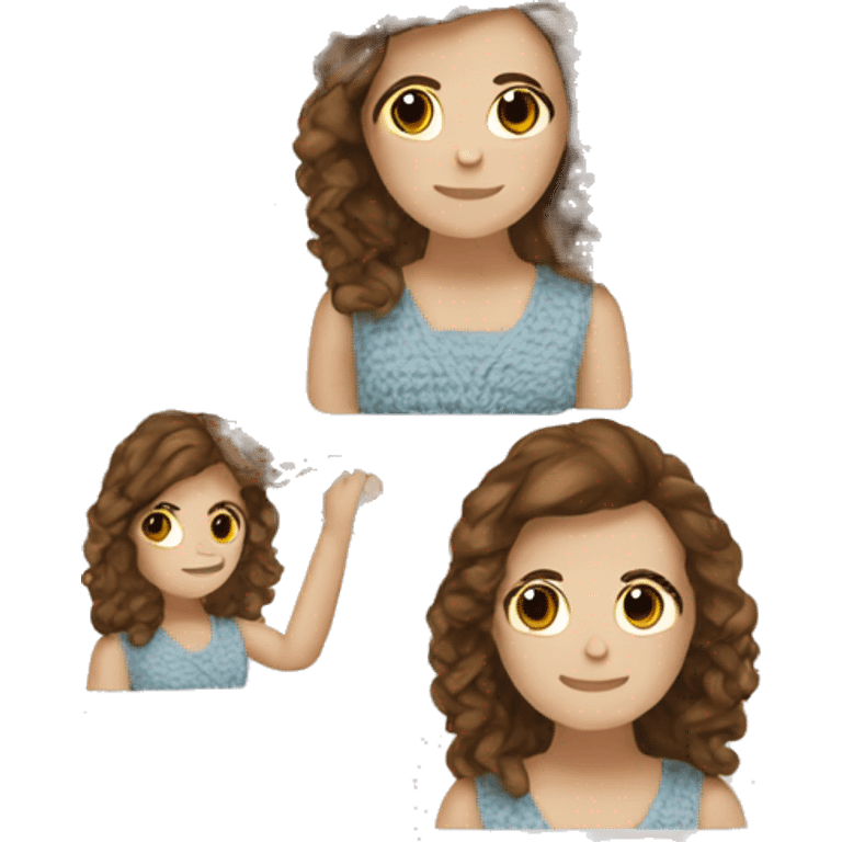 White girl with brown hair crocheting  emoji