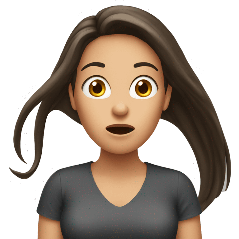 Long hair brunette woman surprised  emoji