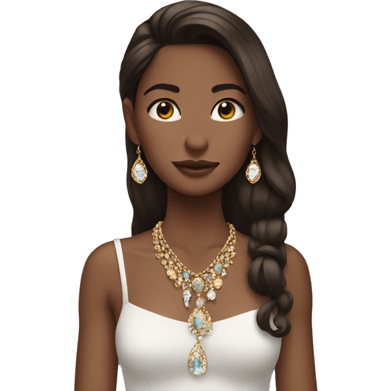 brunette girl like photo with jewelry emoji