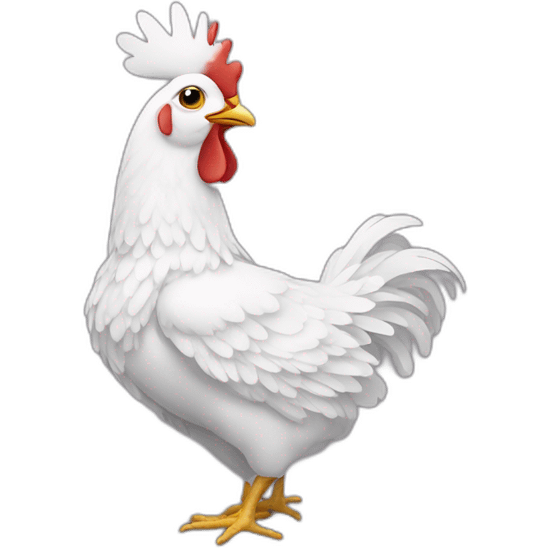 a white chicken with elegant royal decorations emoji