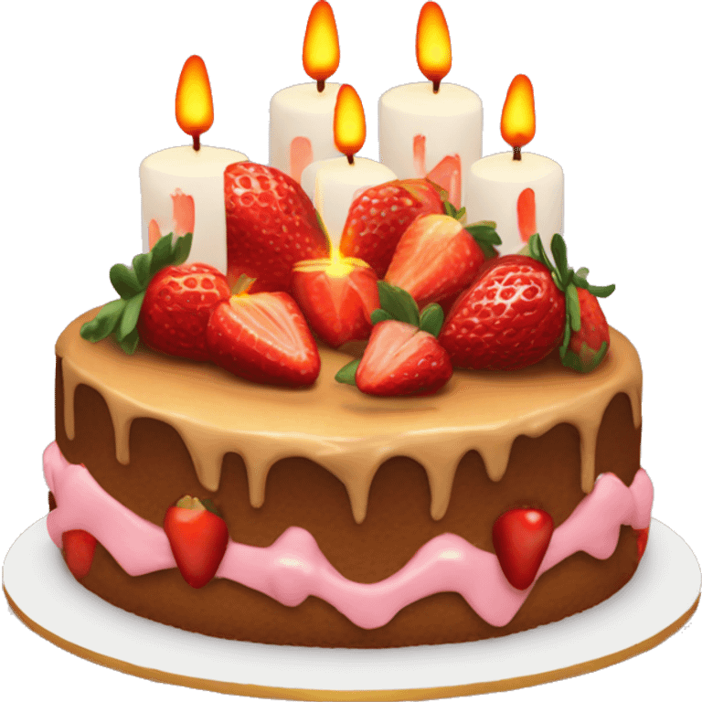 cake with strawberries and candles emoji