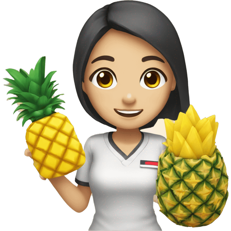 Thailand girl student with pineapple rice emoji