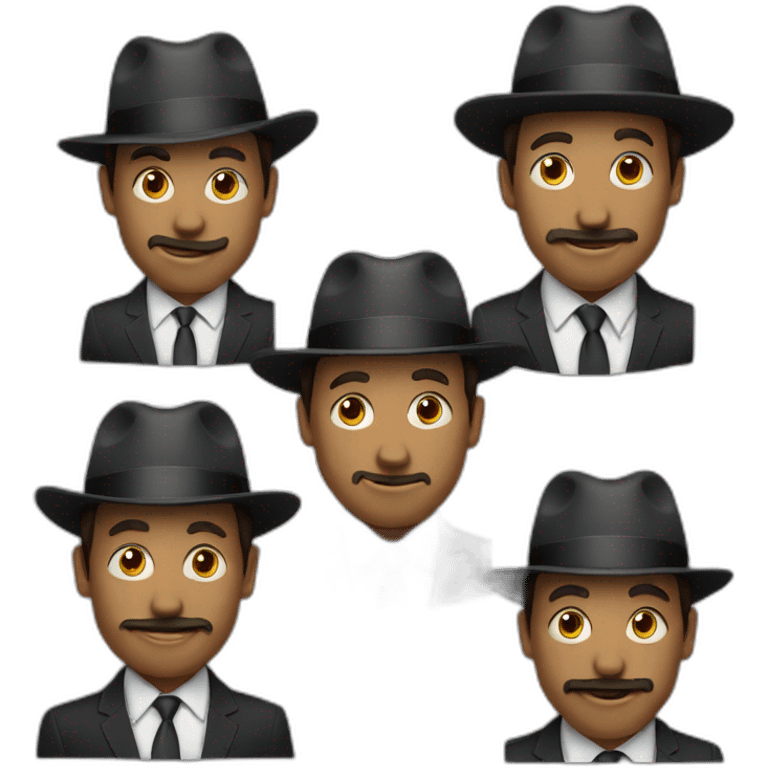 Group of men with a suit, a tie, a fedora hat and a cigarette in their mouth emoji