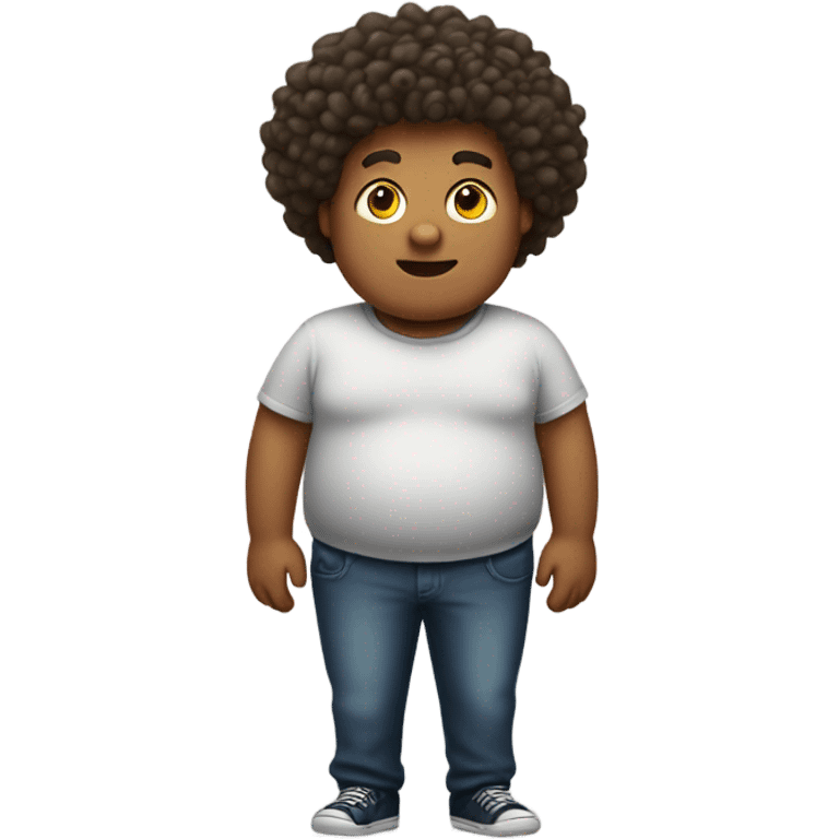 Fat tall boy with curly hair emoji