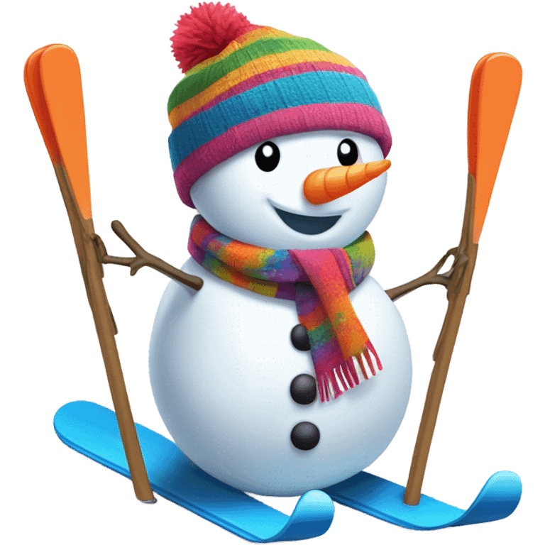 Snowman skiing emoji