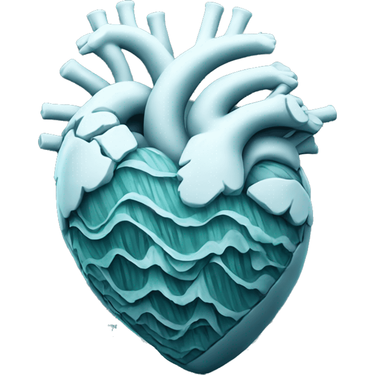 Anatomical heart made of ocean waves emoji