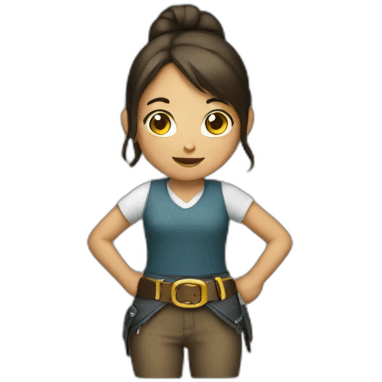 Girl holding belt emoji