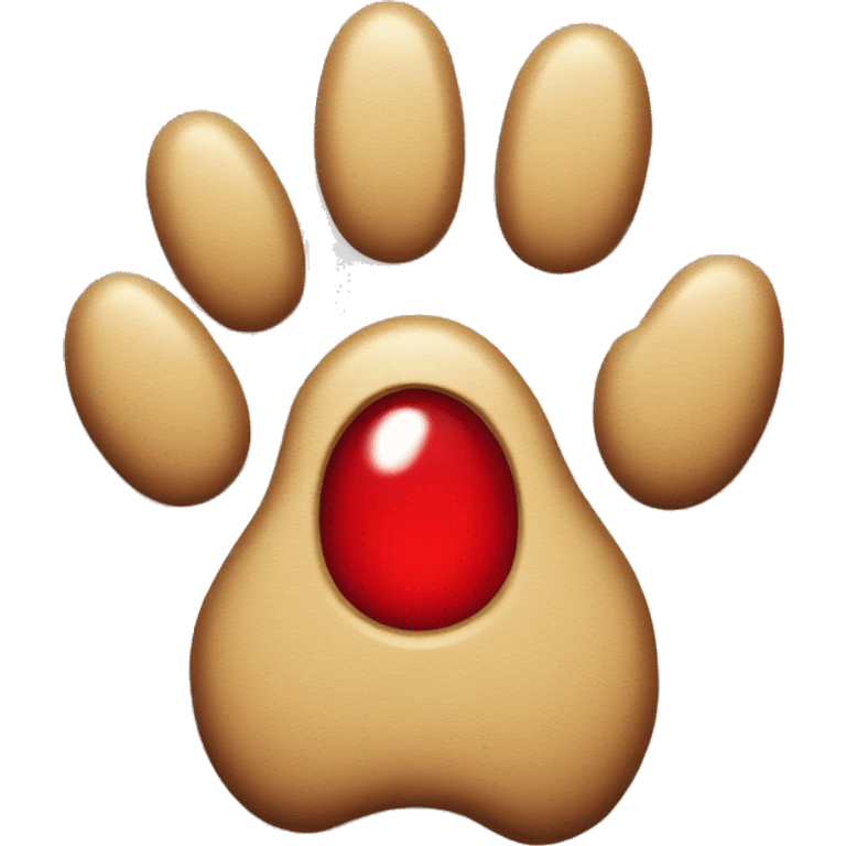 Paw of a dog with red nail polish emoji