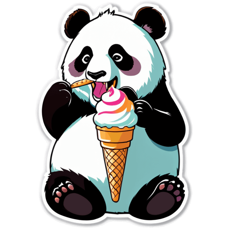 Panda eating ice cream emoji