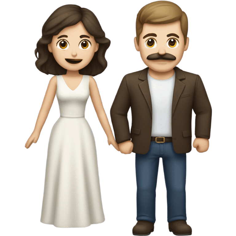 caucasian brunette couple moustache  emoji