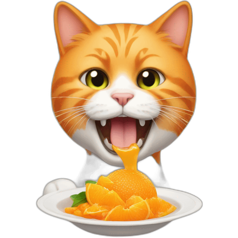 orange cat eating emoji