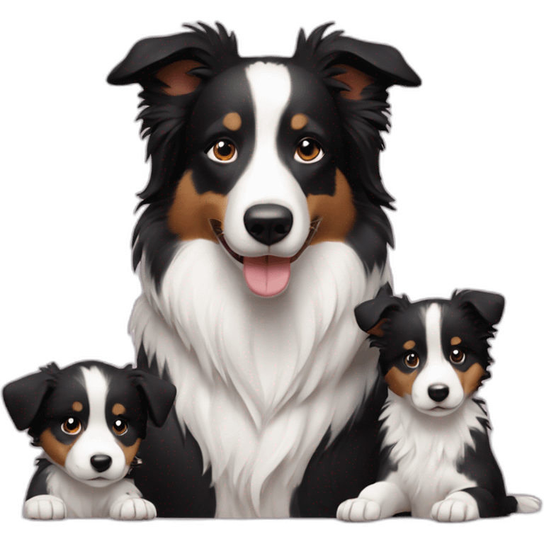 Border collie with 2 puppy emoji