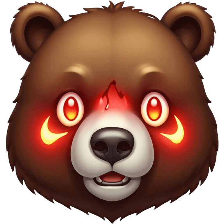 ANGRY looking bloodstained bear with glowing white eyes emoji