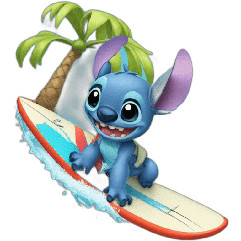 stitch qui fait du surf emoji