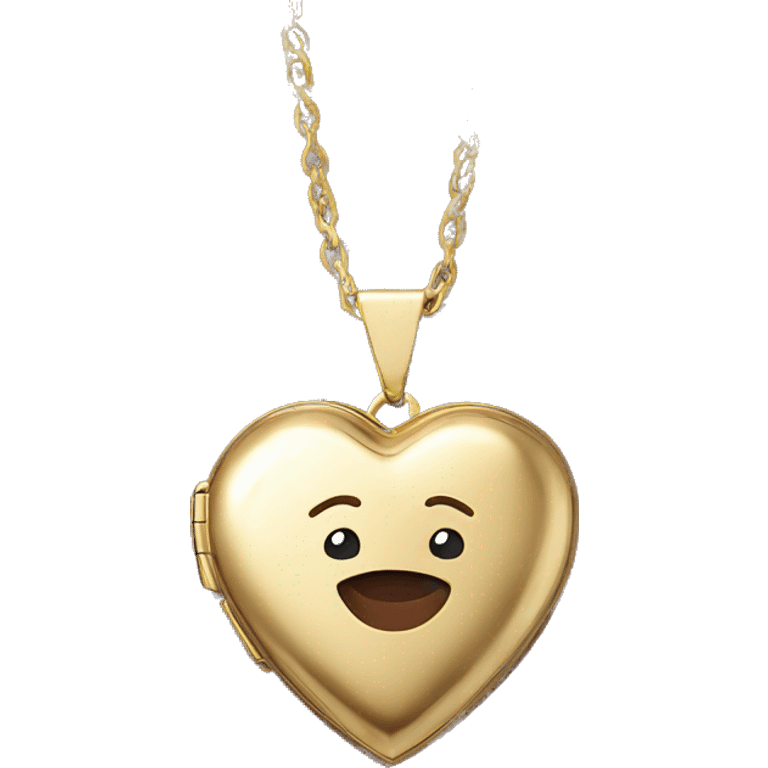 gold with burgundy accents heart shaped locket emoji