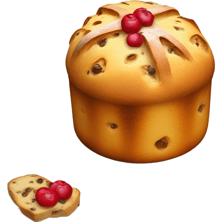 un panettone, tradicionalmente decorado con frutas confitadas y pasas. emoji