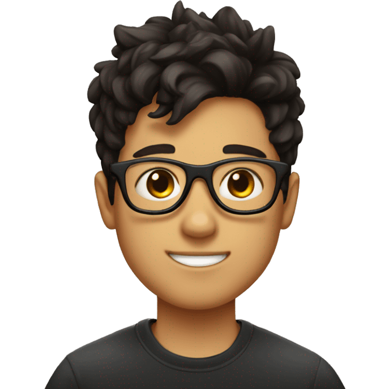 boy fair in colour with black bold glasses with dark brown hair  and in right ear piercing with thunder shape stud emoji