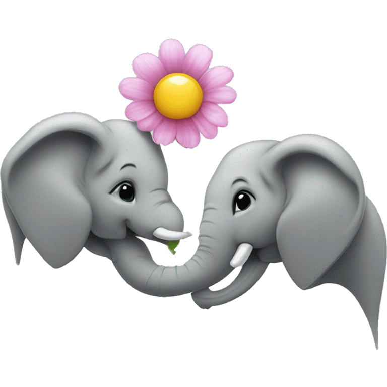 Two elephant rising up with Surrogate flower inth center emoji