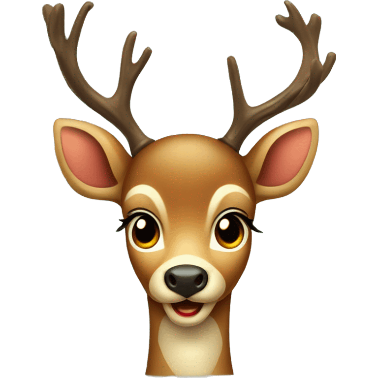 A vintage Christmas deer facing forward big wonder filled eyes and spots  emoji