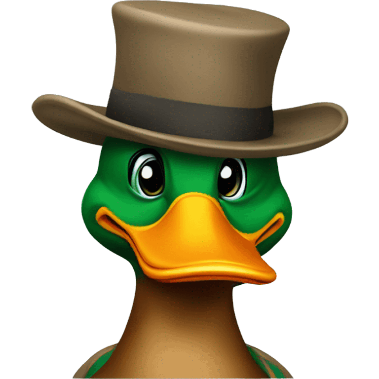 Mallard duck wearing a hat backwards emoji