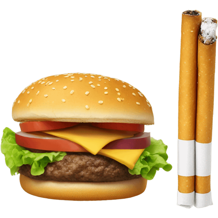 Cigarette smoking a hamburger emoji