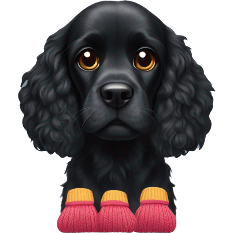 black cocker spaniel with sock in mouth emoji